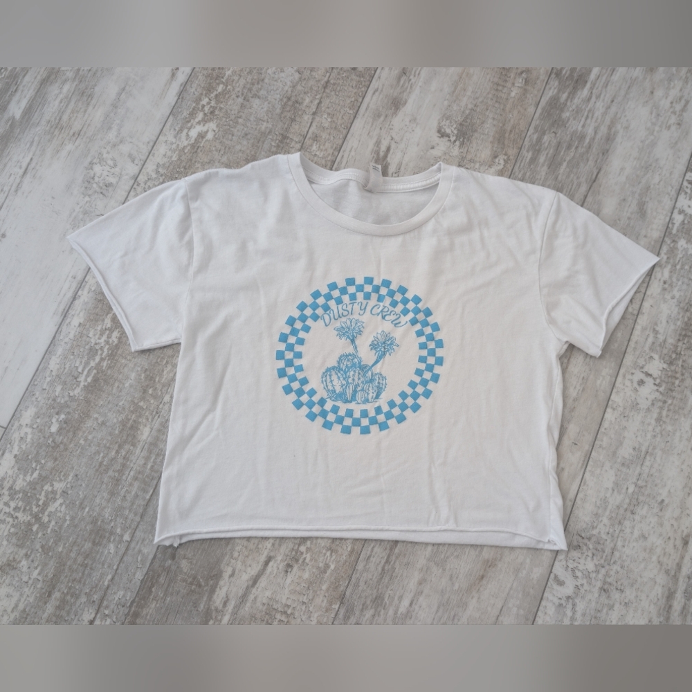 Next Level Apparel White Graphic Tee with Blue Checker Circle